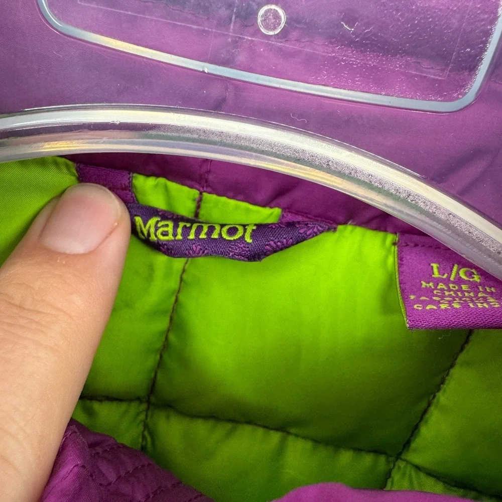 Marmot Jacket Kids Large Purple Puffer 700 Down Fill Youth Outdoors Full Zip